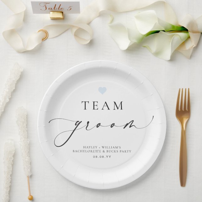 Ellesmere Minimalistisch Team Groom Pappteller (Hochzeit)