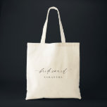 Ellesmere Minimalistisch Wedding Bridesmaid Tragetasche<br><div class="desc">Herzlich willkommen bei Ihrer Bridesmaid mit einem personalisierten Geschenk. Diese Hochzeitsgeschenk-Tasche ist minimalistisch mit einer Schriftzeichen-Titel gestaltet. Passen Sie jede Tasche mit dem Namen Ihrer Brautjungfrau an. Die Überschrift des Skripts ist ein Bild, das nicht bearbeitet werden kann. Für eine erweiterte Anpassung dieses Designs, wählen Sie einfach die Schaltfläche "Anpassen"...</div>