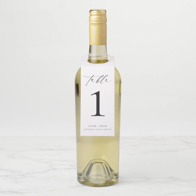 Ellesmere Minimalistisch Wedding Tischnummer Flaschenanhänger (Auf Flasche)