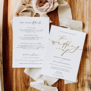 Ellesmere Minimalistische Hochzeit und Details Folieneinladung