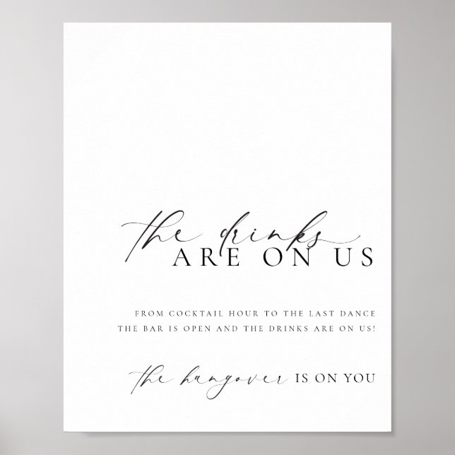 Ellesmere Modern Minimal Open Bar Menu Zeichen Poster (Vorne)