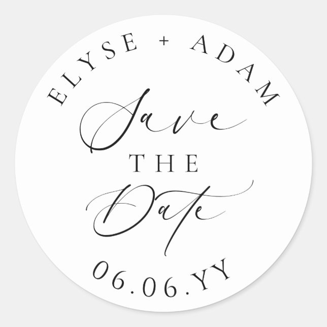 Ellesmere Moderne Minimalistische Hochzeit rettet  Runder Aufkleber (Vorderseite)