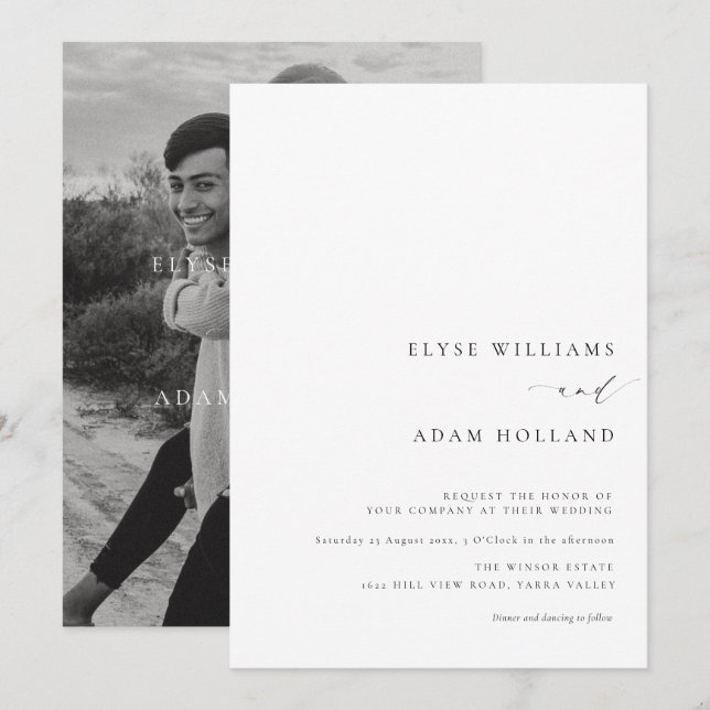 Ellesmere Moderne Minimalistische Hochzeitseinladu Einladung (Vorne/Hinten)