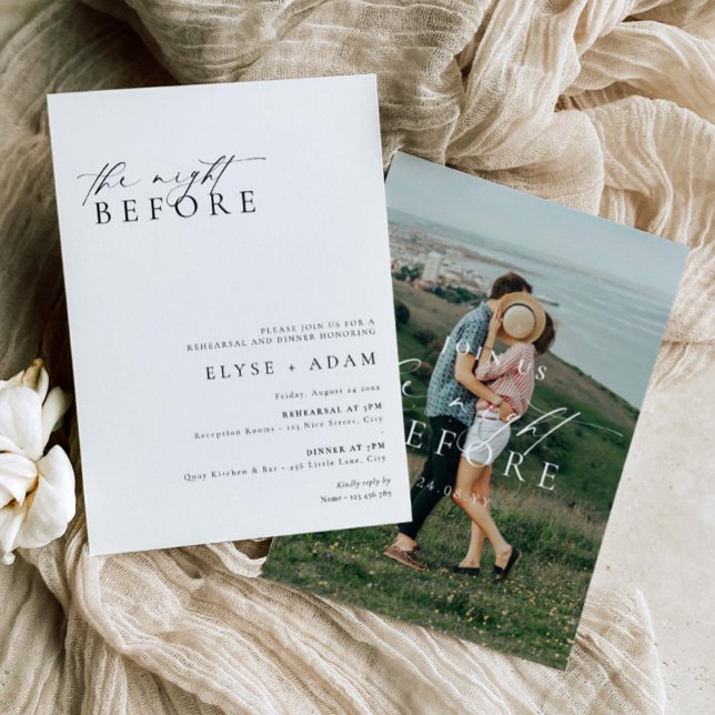 Ellesmere Modernes Abendessen Minimalistisch Probe Einladung (Teh Night Before Wedding Rehearsal Invitation_Ellesmere)