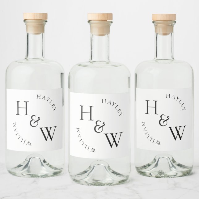 Ellesmere Monogram-Gastgeschenk Hochzeit Alkoholflaschenetikett (Flaschen)
