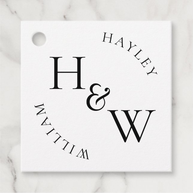Ellesmere Monogram-Gastgeschenk Hochzeit Geschenkanhänger (Vorderseite)