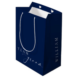 Ellesmere Navy Minimalistisch Wedding Team Groom Mittlere Geschenktüte