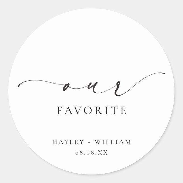 Ellesmere Notre Sticker Rond Favori Favor Classic (Ellesmere Our Favorite Wedding Favor Sticker)