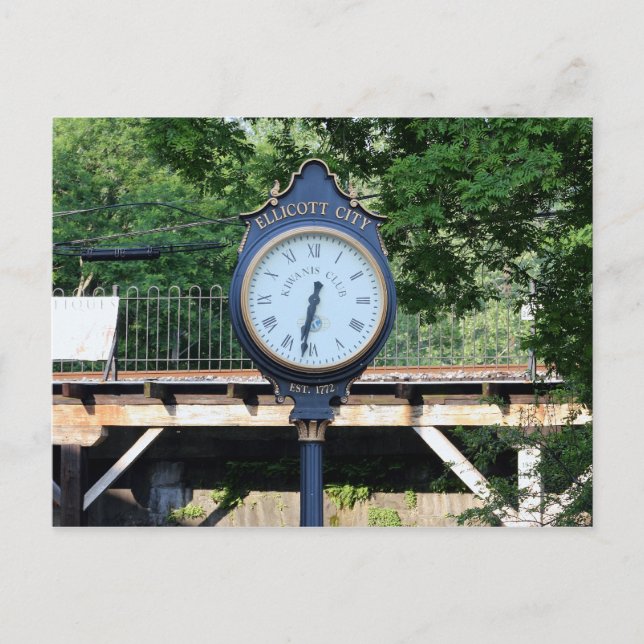 Ellicott City, Maryland Clock Postkarte (Vorderseite)