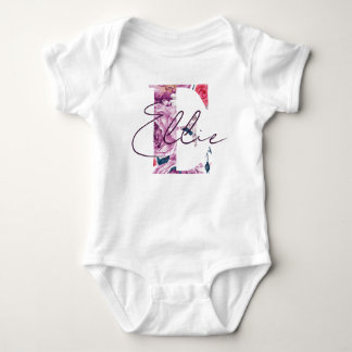 Ellie Baby Name Blumen Script Vintag Floral E Strampler