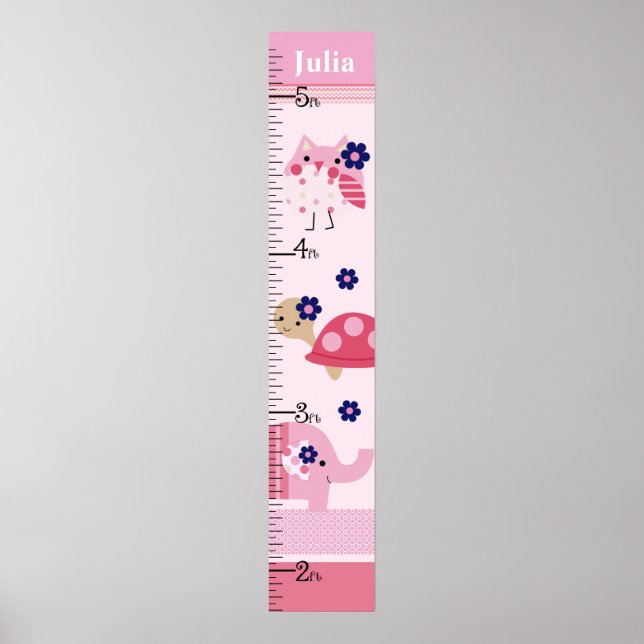 Ellie/Ella Elephant/Owl Growth Chart Behalte bei 8 Poster (Vorne)