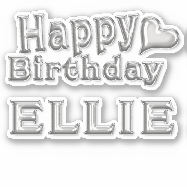 Ellie Happy Birthday silver Aufkleber Sticker (Vorderseite)