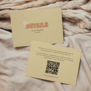 ELLIE Moderne Retro QR-Code Hochzeitsdetails Begleitkarte