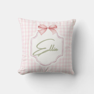 Ellie Personalisiert Pink Bow & Gingham Print Kissen