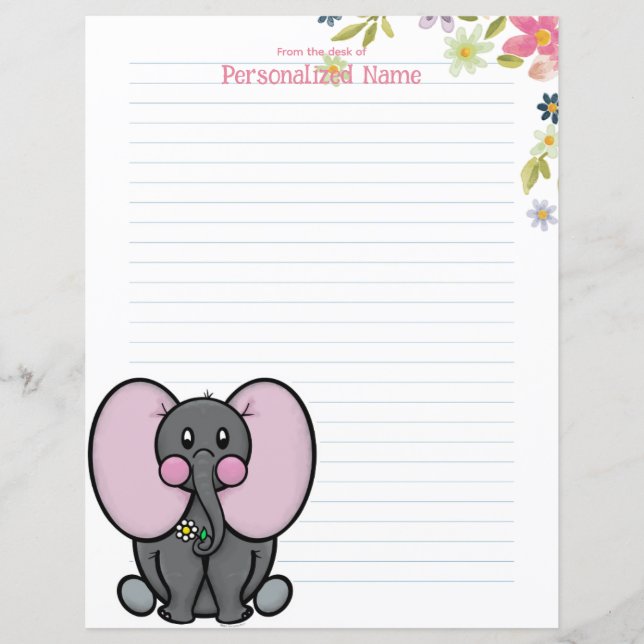 Ellie Phant Floral Lined Paper Sheet (Vorderseite)