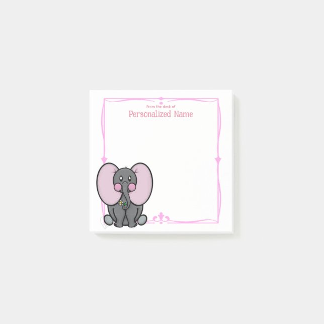 Ellie Phant Pink Post-it Klebezettel (Vorderseite)