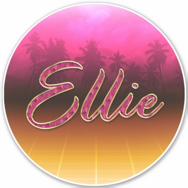 Ellie Prénom Golden Pink Autocollants (Devant)