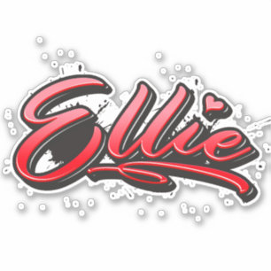 Ellie red Heart Graffiti Aufkleber Sticker