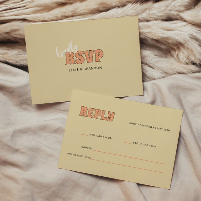 ELLIE Retro Bold & Modern Typografy Wedding RSVP Karte (Von Creator hochgeladen)