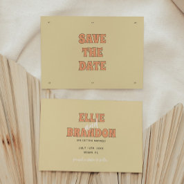 ELLIE Retro Modern & Bold Beige Wedding Save The Date