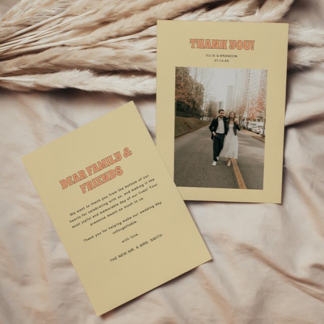 ELLIE Retro Modern & Bold Wedding Foto Dankeskarte (Von Creator hochgeladen)