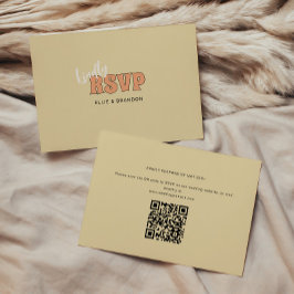 ELLIE Simple Retro & Bold QR Code Wedding RSVP Karte