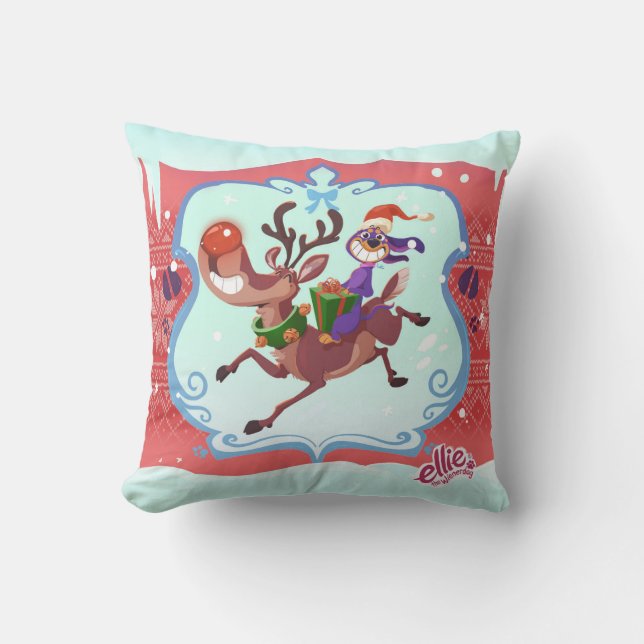 Ellie the Wienerdog® WeenDeer Holiday Throw Kissen (Vorderseite)