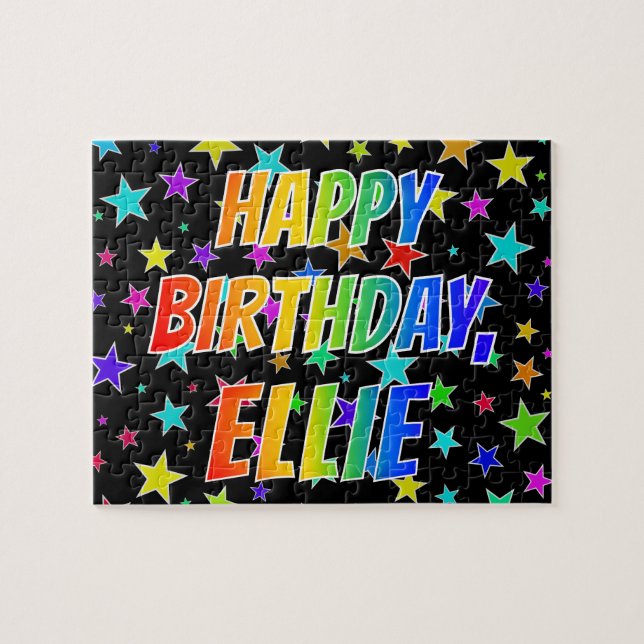 "ELLIE" Vorname, Spaß "GLÜCKLICHER GEBURTSTAG" (Horizontal)