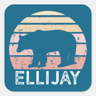 Ellijay Georgia Retro Bär Quadratischer Aufkleber