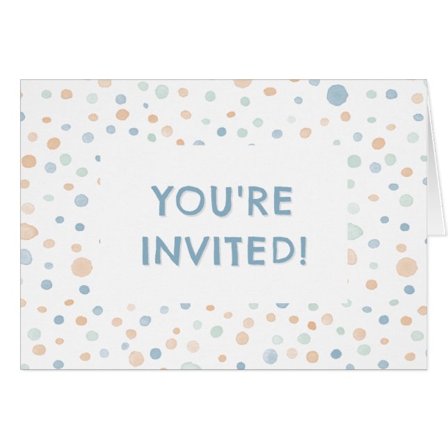 Elliot Confetti Watercolor Dots Birthday Einladung (Vorderseite (Horizontal))