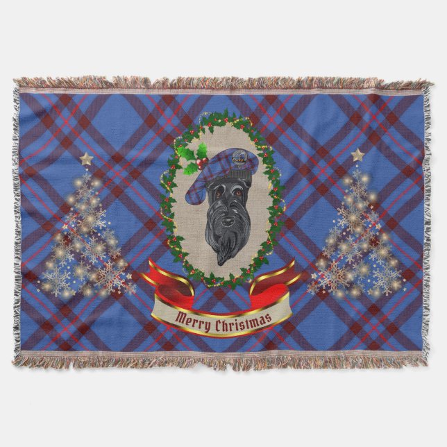 Elliot Scottie Dog Christmas Throw Blanket Decke (Vorderseite)