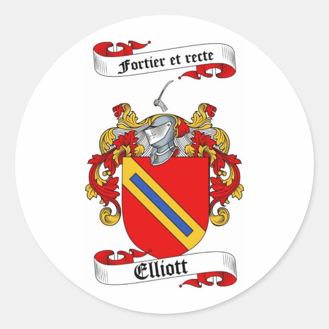 ELLIOTT-FAMILIENWAPPEN - ELLIOTT-WALDBUCH RUNDER AUFKLEBER (Vorderseite)