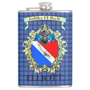 Elliott Tartan und Wappen Flachmann