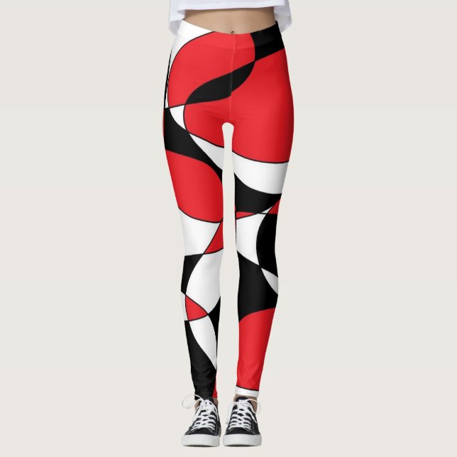 Elliptisch schwarz, weiß und rot leggings (Vorderseite)