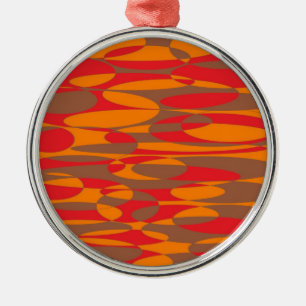 elliptische Optik in orangefarbenem, rotem und bra Ornament Aus Metall