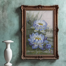 Ellis Rowan Blue Cloud Water Lily Vintage Blume Poster