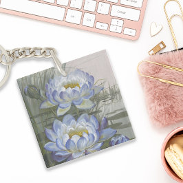 Ellis Rowan Blue Cloud Water Lily Vintage Blume Schlüsselanhänger