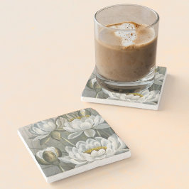 Ellis Rowan White Water Lily Vintage Blume Steinuntersetzer