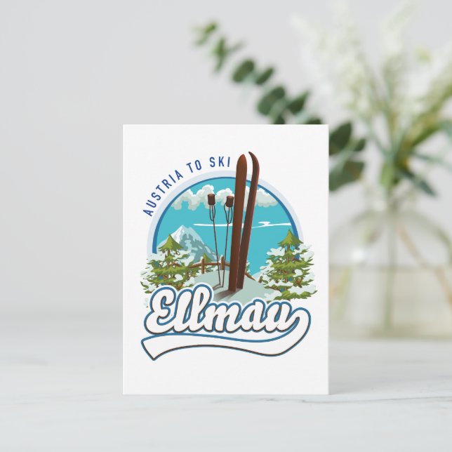 Ellmau Österreich: Logo für Ski Postkarte (Stehend Vorderseite)