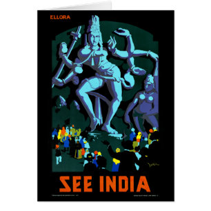Ellora See India Vintage Travel Poster Zurück