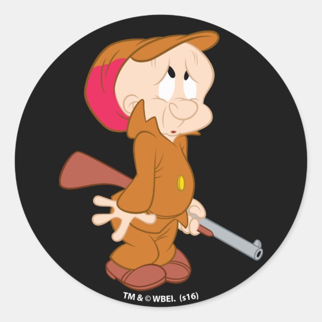 ELMER FUDD™ | Erschrockene Pose Runder Aufkleber (Vorderseite)