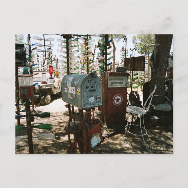 Elmers Flaschen-Baum-Ranch, Weg 66, Kalifornien Postkarte (Vorderseite)