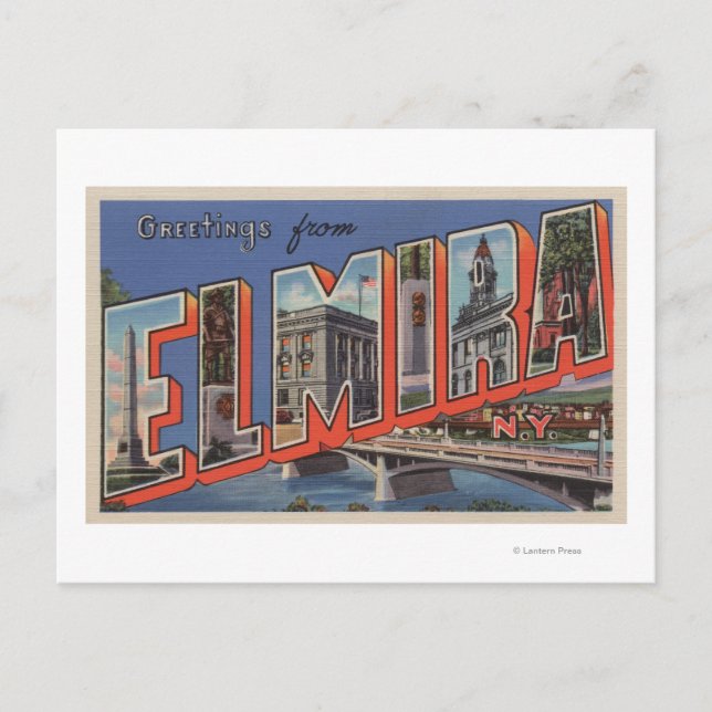 Elmira, New York - Große Briefszenen Postkarte (Vorderseite)