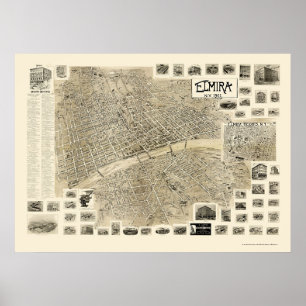 Elmira, NY panoramische Karte - 1901 Poster