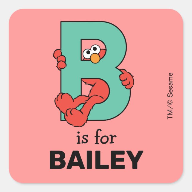 Elmo Alphabet | B AQUAMARIN Quadratischer Aufkleber (Vorderseite)