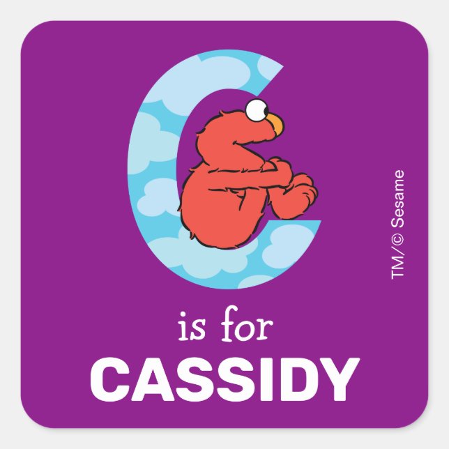 Elmo Alphabet | C Wolken Quadratischer Aufkleber (Vorderseite)