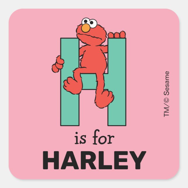 Elmo Alphabet | H Green Quadratischer Aufkleber (Vorderseite)