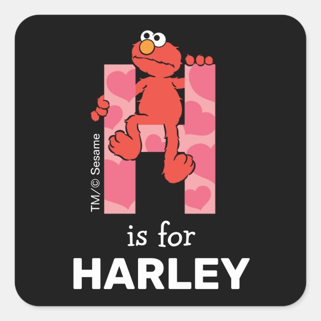 Elmo Alphabet | H Herz Quadratischer Aufkleber (Vorderseite)
