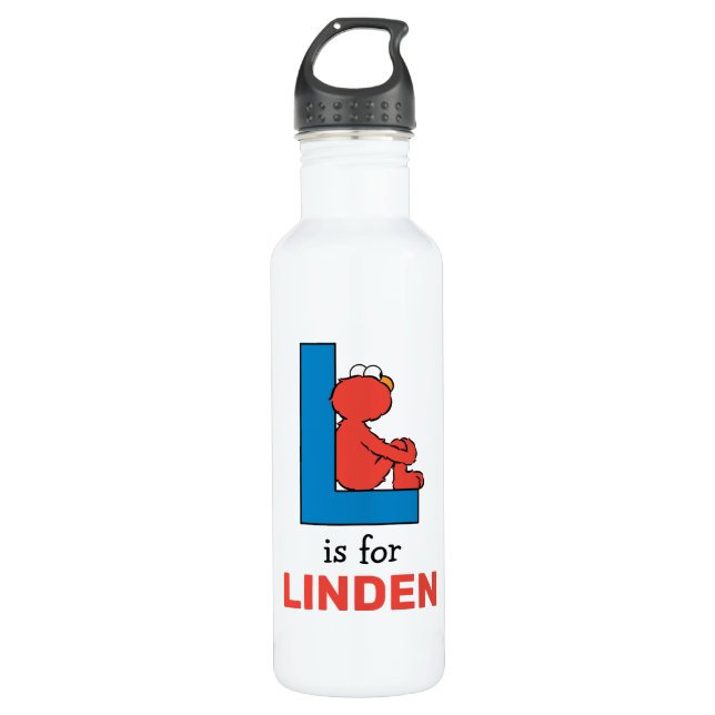 Elmo Alphabet | L Blue Edelstahlflasche (Vorderseite)