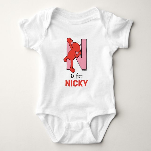 Elmo Alphabet | N Rosa Baby Strampler (Vorderseite)